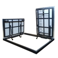 Люк напольный АМО Комби с двумя комбинированными створками на лестницу в подвал с поворотом